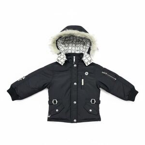 Baby Phat VTG Y2K Girls Black Hooded Faux Fur Trim Down Feather Parka Jacket 3T‎